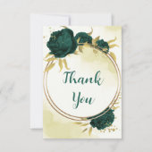 エメラルドグリーン離れ花金ゴールド結婚ズ サンキューカード (正面)