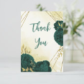 エメラルドグリーン離れ花金ゴールド結婚ズ サンキューカード (スタンド正面)