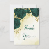 エメラルドグリーン離れ花金ゴールド結婚ズ サンキューカード (正面)