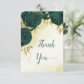 エメラルドグリーン離れ花金ゴールド結婚ズ サンキューカード (スタンド正面)
