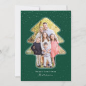 エメラルドグリーン雪のクリスマスツリーの形の写真 シーズンカード (正面)