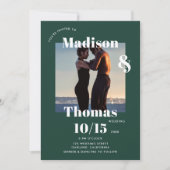 エメラルドグリーン1はっきりしたフォトミニマ結婚リスト 招待状 (正面)