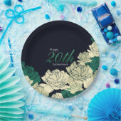 エメラルドグリーン20周年記念バラプリント紙pl ペーパープレート (パーティー)