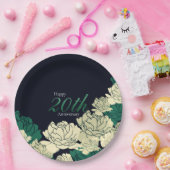 エメラルドグリーン20周年記念バラプリント紙pl ペーパープレート (パーティー)