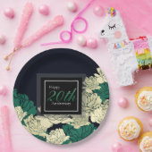 エメラルドグリーン20周年記念バラプリント紙pl ペーパープレート (パーティー)