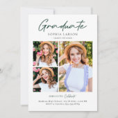 エメラルドグリーン3フォトコラージュ卒業 案内状 (正面)