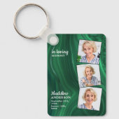 エメラルドグリーン3写真葬儀記念祈りの言葉 キーホルダー (正面)
