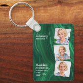 エメラルドグリーン3写真葬儀記念祈りの言葉 キーホルダー (正面)