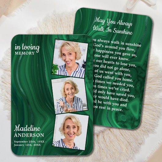 エメラルドグリーン3写真追悼式祈りの言葉カード