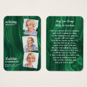 エメラルドグリーン3写真追悼式祈りの言葉カード (正面&裏面)