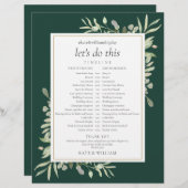 エメラルドグリーン ウェディング スケジュール タイムライン (正面/裏面)