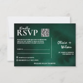 エメラルドグリーン ウェディングQRコードRSVP 出欠カード (裏面)