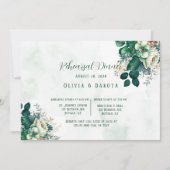エメラルドグリーン&クリーム花模様リハーサルディナー 招待状 (正面)
