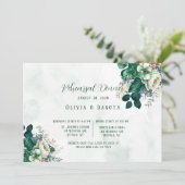 エメラルドグリーン&クリーム花模様リハーサルディナー 招待状 (スタンド正面)