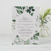 エメラルドグリーン | グレー お祝いしよう 招待状 (スタンド正面)
