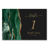 エメラルドグリーン ゴールド アゲート ダーク ウェディング テーブルナンバー (正面)