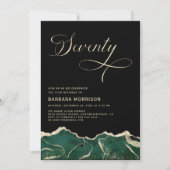 エメラルドグリーン ゴールド アゲート 70歳 誕生日 招待状 (正面)
