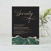 エメラルドグリーン ゴールド アゲート 70歳 誕生日 招待状 (スタンド正面)