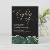 エメラルドグリーン ゴールド アゲート 80歳 80th 誕生日 招待状 (スタンド正面)