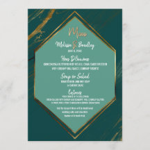 エメラルドグリーン ゴールド ジオメトリック マーブル 結婚式 メニュー