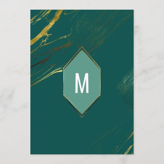 エメラルドグリーン ゴールド ジオメトリック マーブル 結婚式 メニュー (裏面)