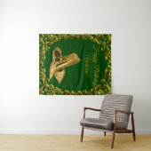 エメラルドグリーン ゴールド ハイヒール バースデー M 背景 タペストリー (インサイチュ(横))