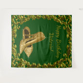 エメラルドグリーン ゴールド ハイヒール 誕生日 XL バックドロップ タペストリー (正面(横))