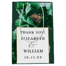 エメラルドグリーン ゴールド フラワーモダンウェディング サンクス