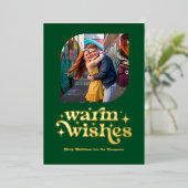 エメラルドグリーン & ゴールド モダン レトロ クリスマス フォト 箔シーズンカード (立ち正面)