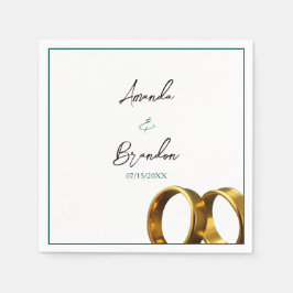 エメラルドグリーン ゴールド リング 結婚式 スタンダードカクテルナプキン