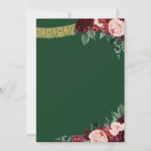 エメラルドグリーン&バーガンディーピンクフローラキンセアニェラ 招待状 (裏面)