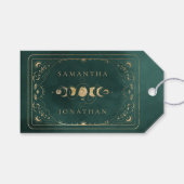 エメラルドグリーン&フェイク金ゴールドタロットシレ結婚ンツ ギフトタグ (正面(横))