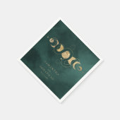エメラルドグリーン&フェイク金ゴールドタロットシレ結婚ンツ スタンダードカクテルナプキン (角)