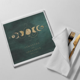 エメラルドグリーン&フェイク金ゴールドタロットシレ結婚ンツ スタンダードカクテルナプキン