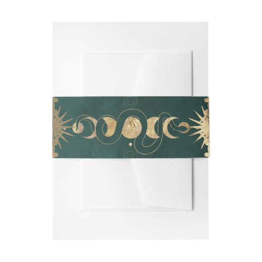エメラルドグリーン&フェイク金ゴールドタロットシレ結婚ンツ 招待状ベリーバンド (正面例)
