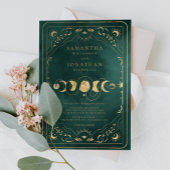 エメラルドグリーン&フェイク金ゴールドタロットシレ結婚ンツ 招待状