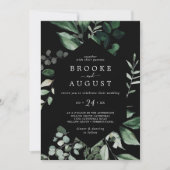 エメラルドグリーン |ブラックカジュアル結婚式招待状 招待状 (正面)