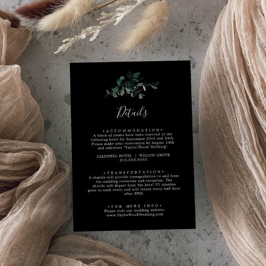 エメラルドグリーン |ブラック結婚の詳細 エンクロージャーカード