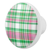 エメラルドグリーン、ホットピンク、ホワイト名門私立校風のマドラスプレイド セラミックノブ (右)