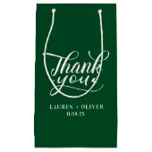 エメラルドグリーン | ミニマルな結婚式のお礼 スモールペーパーバッグ (正面)