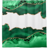 エメラルドグリーン、メタリック金ゴールド瑪瑙 シャワーカーテン (正面)