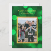 エメラルドグリーン《写真》ぼけ味ライト金ゴールドメリークリスマス シーズンカード (正面)