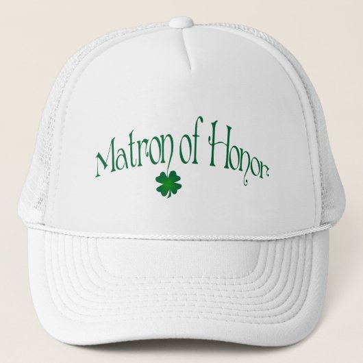 エメラルドグリーン、名誉キャップの白シャムロックマトロン キャップ (正面)