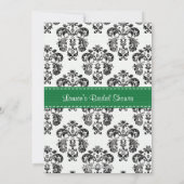 エメラルドグリーン(紋章の)フラ・ダ・リブライダルシャワー 招待状 (裏面)