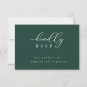 エメラルドグリーン+豪華なRSVP結婚式返信はがき 出欠カード (裏面)