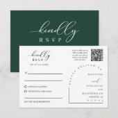 エメラルドグリーン+豪華なRSVP結婚式返信はがき 出欠カード (正面/裏面)