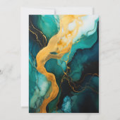 エメラルドグリーン、金ゴールドとブラックインク結婚ズ 招待状 (裏面)