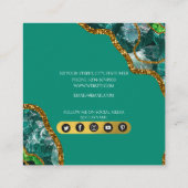 エメラルドグリーン&金ゴールドアゲートゲードグリッターモノグラム スクエア名刺 (裏面)