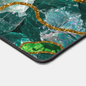 エメラルドグリーン&金ゴールドアゲートゲードグリッターモノグラム デスクマット (コーナー)