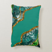 エメラルドグリーン&金ゴールドアゲートゲードグリッター アクセントクッション (裏面(縦))